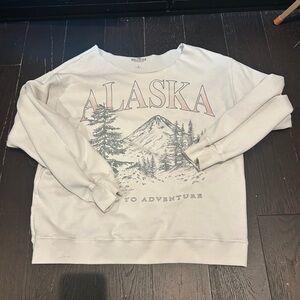 Hollister Cream Alaska Graphic Crewneck Sweater
